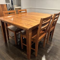 Solid Walnut Table, Chairs And Hitch