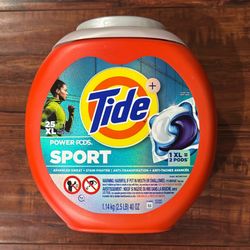 Tide + SPORTS POWER PODS (1XL = 2 Pods); Advanced Sweat + Stain Fighter 25 Count 