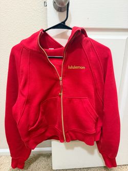 Lululemon Scuba Full-Zip Hoodie Red Gold Zipper XS – Excellent Condition