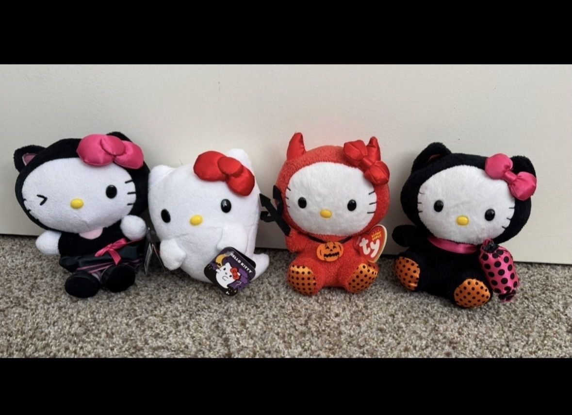 BRAND NEW WITH TAGS COLLECTIBLE SANRIO & TY BEANIE BABIES HELLO KITTY HALLOWEEN PLUSHIES (READ DESCRIPTION FOR PRICES!) 