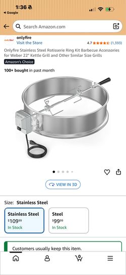 Onlyfire Stainless Steel Rotisserie Ring Kit Barbecue grill