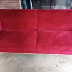 Red Velvet Sofa And Chair Set 