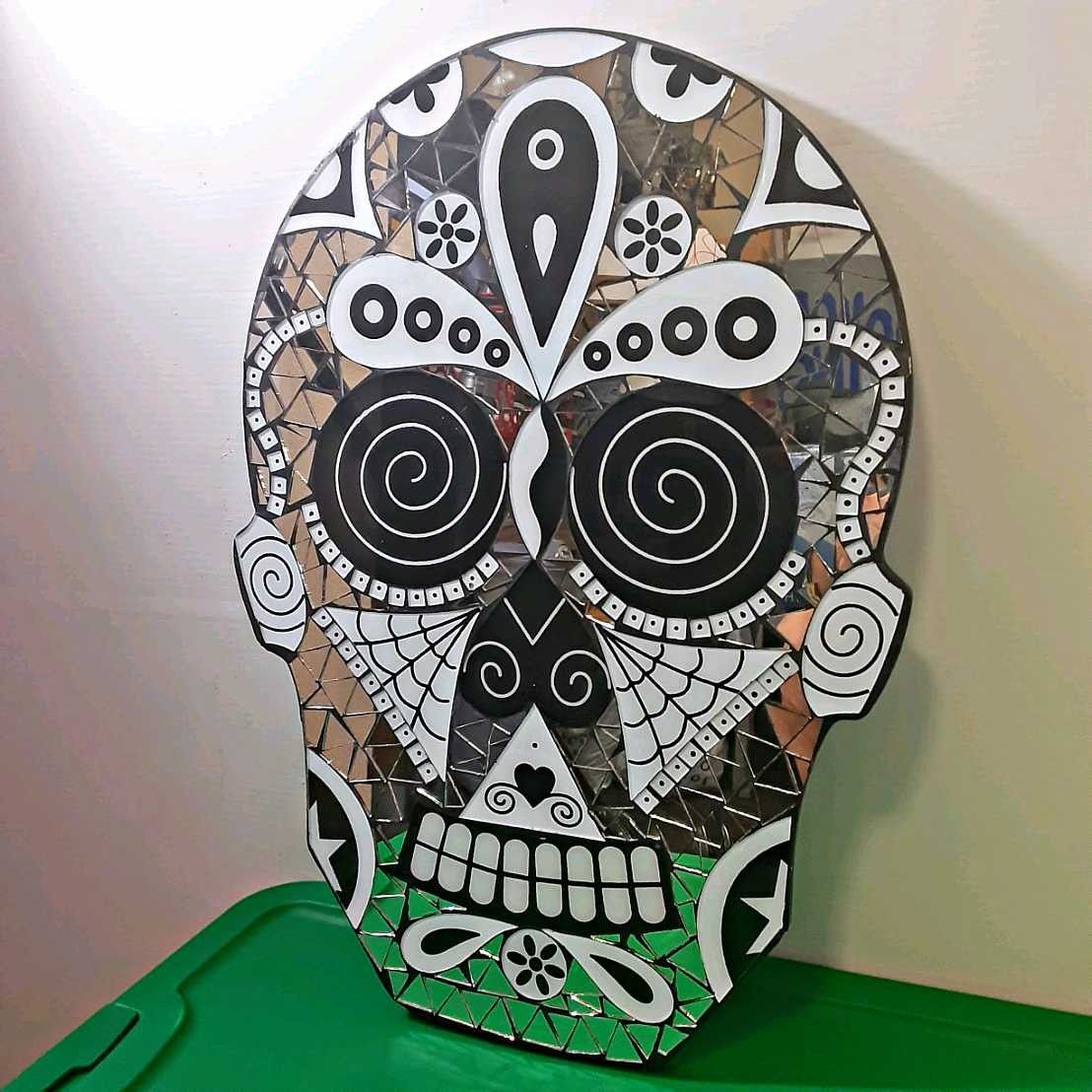 Day of the Dead Glass Mosaic Mirror