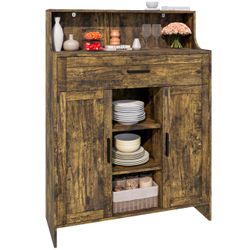 New Kitchen Storage Cabinet With Doors And Drawers Retro Color