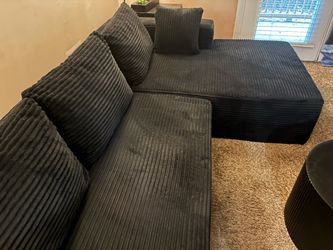 EVERY THING MUST GO Black Sectional Sofa with Back Cushions