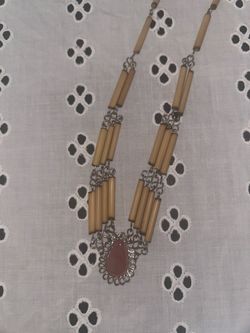 Boho bamboo choker with Stone Pendant