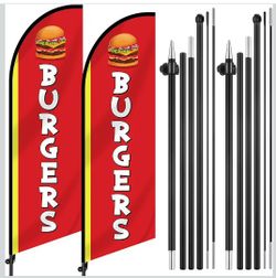 Two 7 Feet Burgers Flags