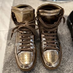 Gold saint laurent on sale sneakers