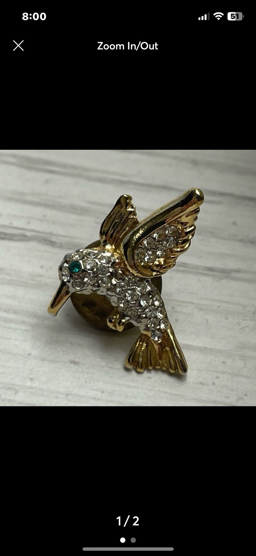Vtg Hummingbird Lapel Pin