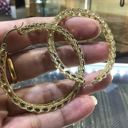 10k Gold Hoops Earrings..different Design Diamond Cuts Earrings..
