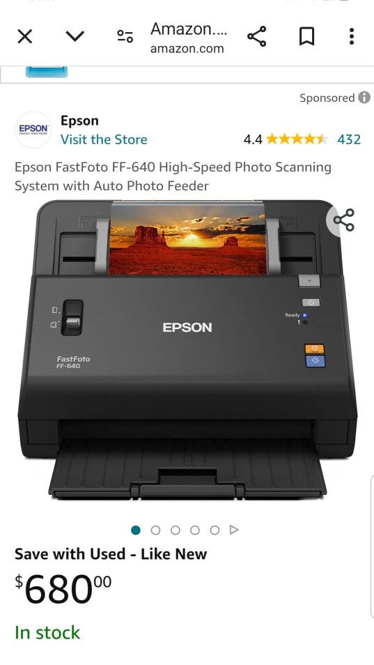 Epson FastFoto FF-640 High Speed Photo Scanning System