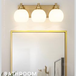 3-Light Brushed Gold Vanity Light, 