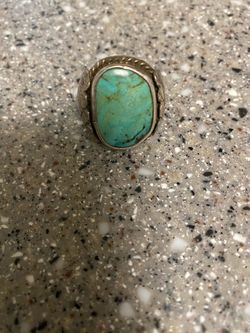 Antique Native American Turquoise and Silver Large Ring