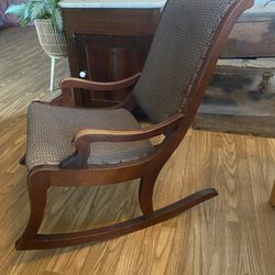 Antique Upholstered Rocking Chair 