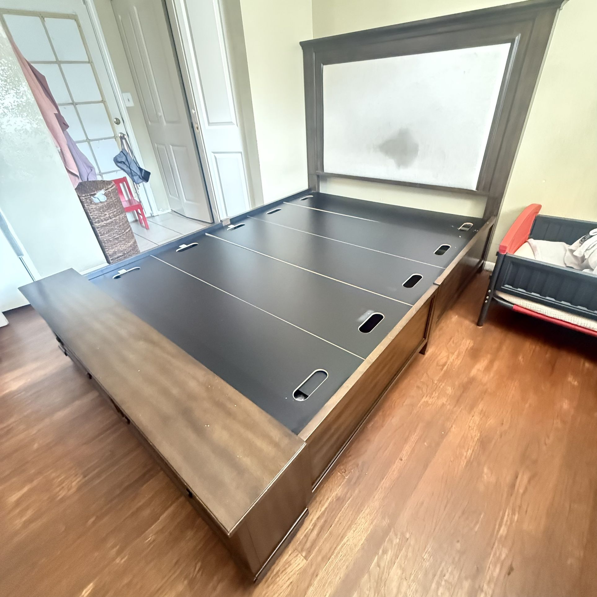 Queen Upholstered Headboard With Drawers