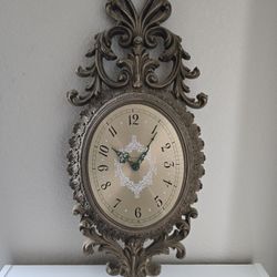 Vintage Rare Burwood 1966 Baroque Hollywood Regency Wall Clock