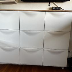 KEA White Shoe Cabinets – Set of 3 (9 Compartments Total)