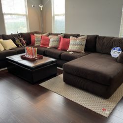 Brown Corduroy Sectional 