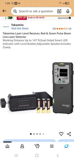 Laser Level Receiver, Red & Green Pulse Beam Line Laser Detector
Working Distance Up to 147 ft,Dual-Sided Smart LED Indicator with Level Bubble,Adjust