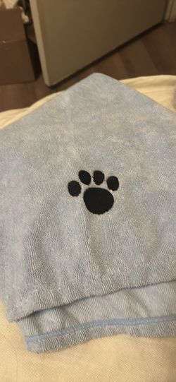 Blue Pet Towel with Paw Print