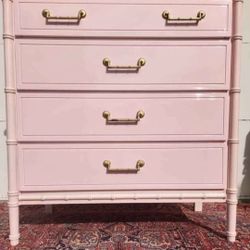 Faux bamboo Hollywood Regency vintage tall boy dresser bachelors chest with 4 drawers