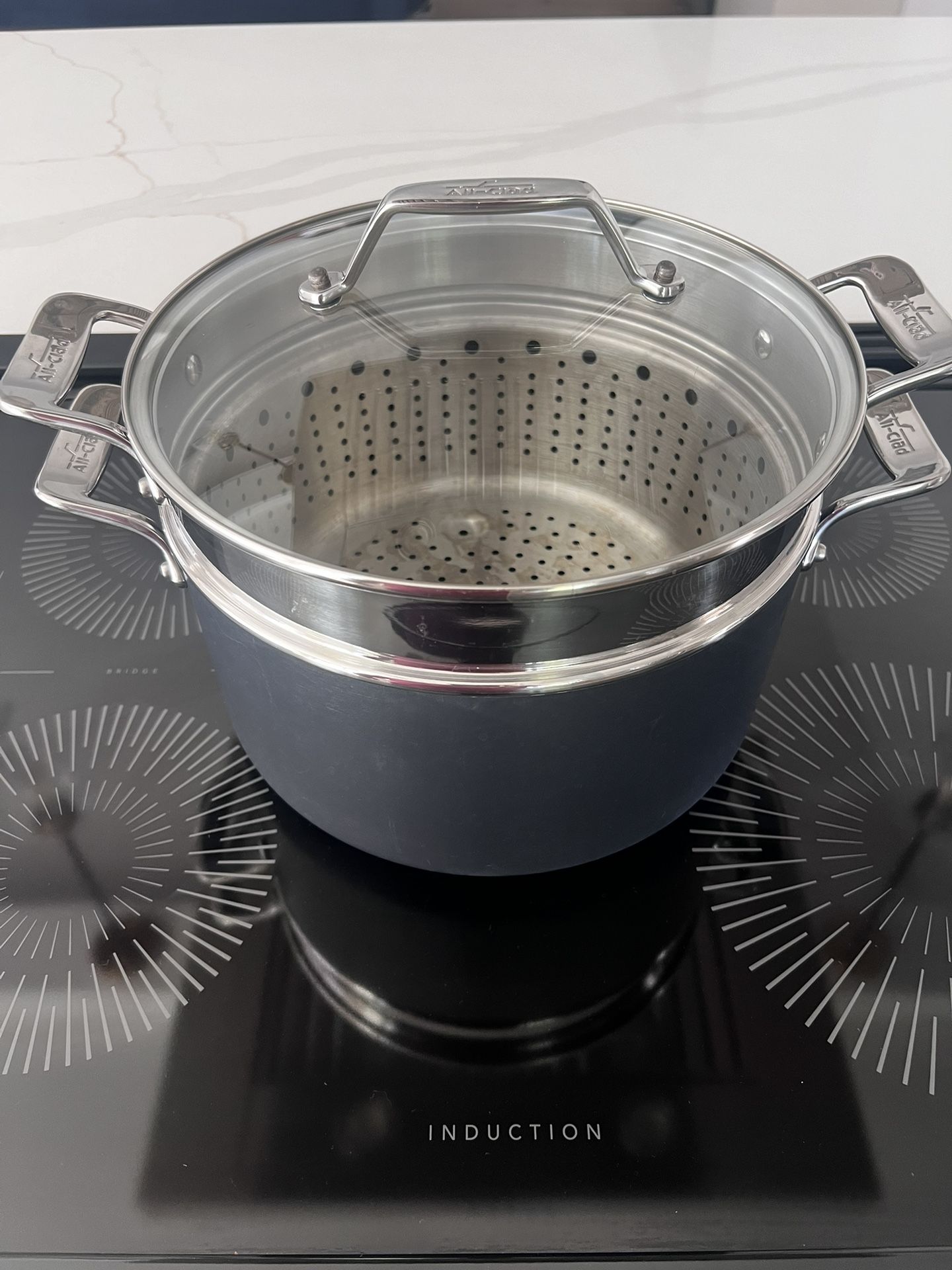 All Clad 7 Qt. Pot with Strainer and Lid