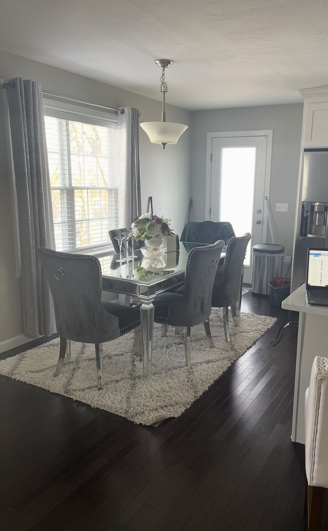 Mirrored Dining Table With 5 Chairs