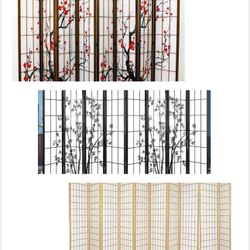 8 Panel Shoji Japanese Style Room Divider In Various Colors 