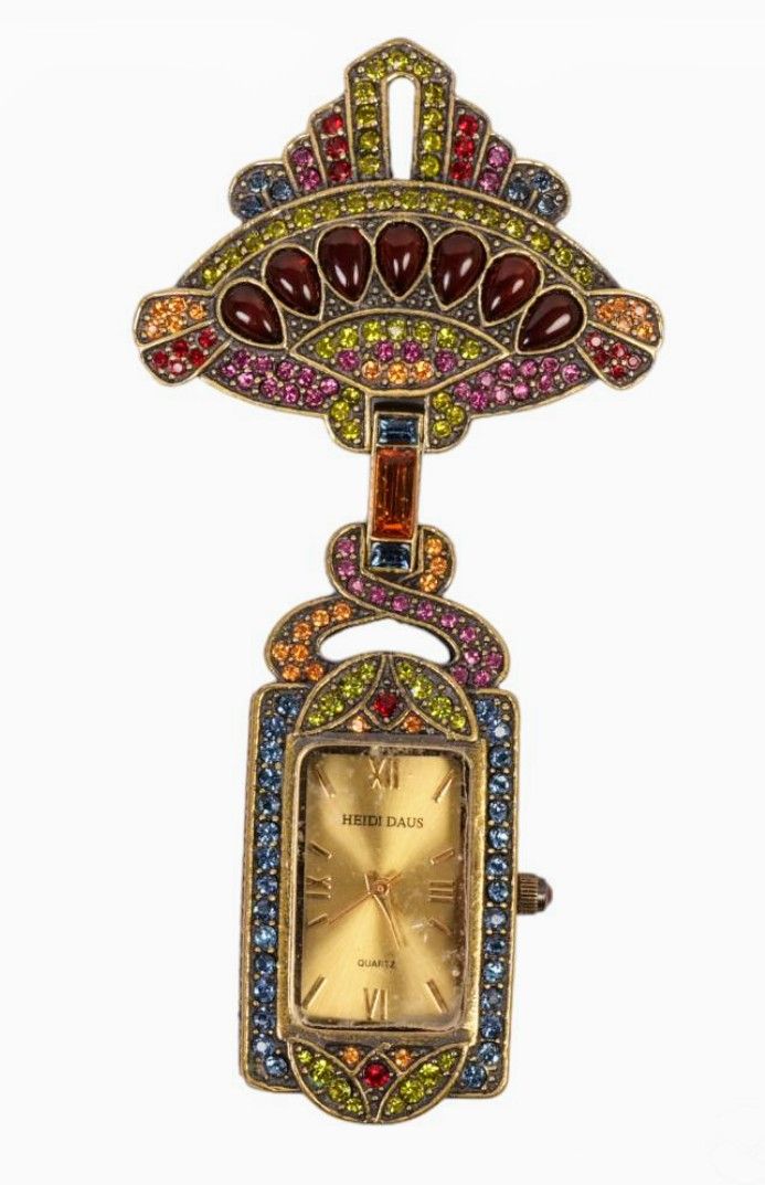 Rare Heidi Daus, Brooch, Clock.