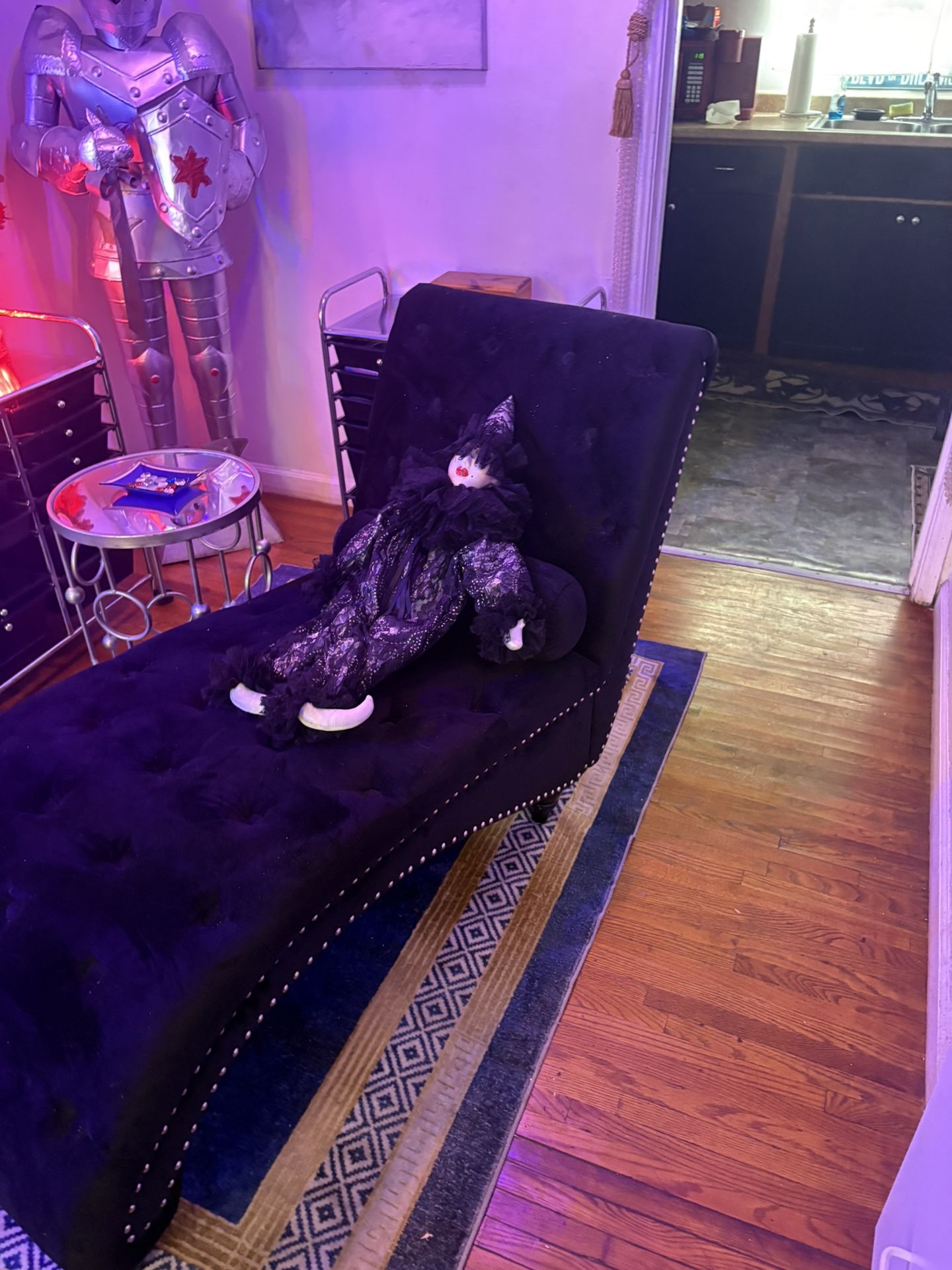 Black Velvet Chaise