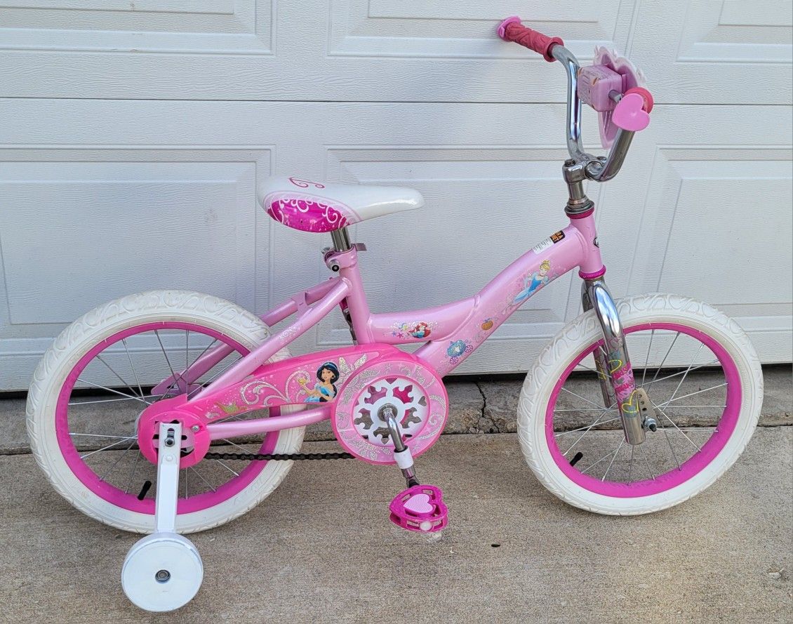 Girls Princess bicycle 16". Training wheels