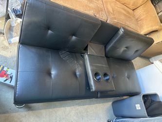 Leather black Futon