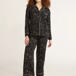 Joyspun Women's Cozy Jersey Notch Collar Top and Pants Pajama Set, 2-Piece, Size XL.  (AI)