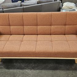 Orange Fabric Futon Sofa