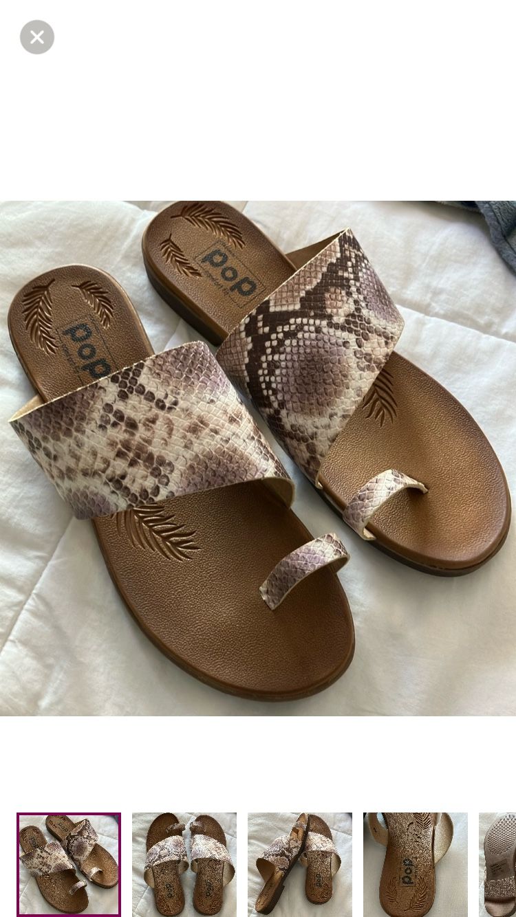 NWT POP comfort fit slides sandals snakeskin animal print classic