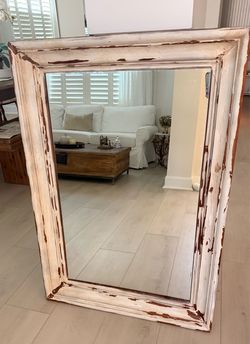 Distressed White mirror - wood - beach