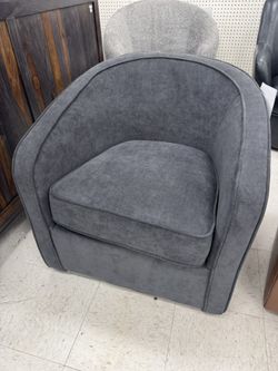 Sleek Mid Century Gray Swivel Chair