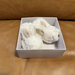 Mon Lapin Bonbon Doudou White/Beige Bunny Rattle Slippers 0/6 Months New Unworn