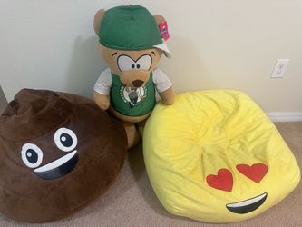 Emoji Bean Bag Chairs (2) + Boston Celtics Teddy Bear Bundle