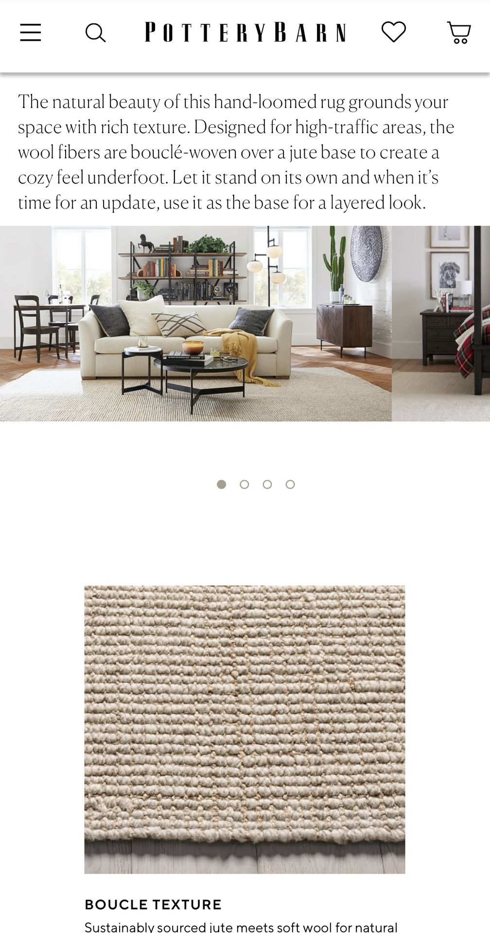 Chunky Wool/Jute Rug 8 X 10 (Pottery Barn) for Sale in Newport Beach