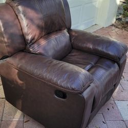 Real leather manual recliner with 360 swivel