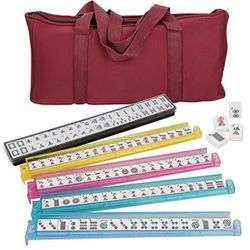 ZENSTYLE American Mah Jongg Mahjong 166 Tile Set with 4 Shelves/Pushers All in One, Soft Bag