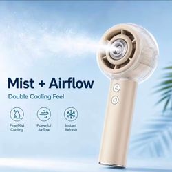 4000mAh USB Rechargeable Handheld Spray Fan With 50ml Water Tank, 4 Speeds Foldable Mini Personal Cooling Fan
