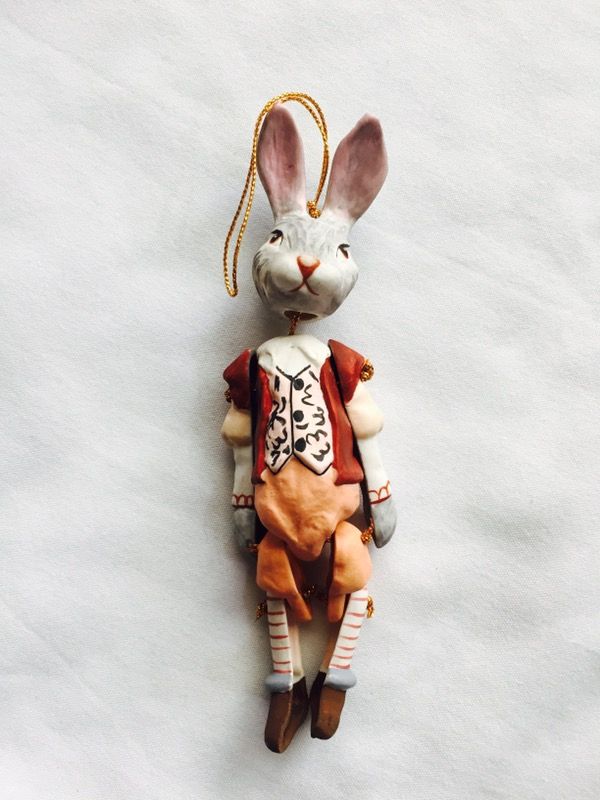 Easter rabbit marionette ornament