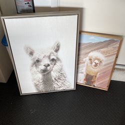 Llama Framed Canvas Wall Decor