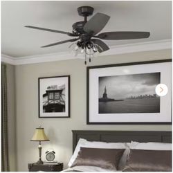 Channing 52 in. Hunter Express Indoor Matte Black Ceiling Fan with Light Kit Included