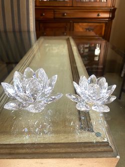 Swarovski Lotus Flower candle holder set