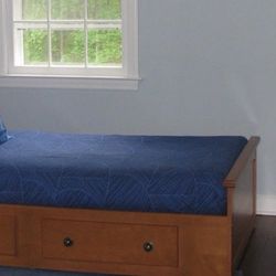 Twin Storage Bed—Solid Wood Bed Frame 