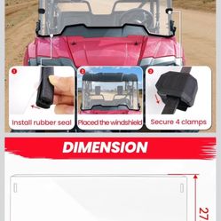 StarknightMT Scratch-Resistant Full Front Windshield Compatible with 2014-2025 Pioneer 700 700-4, UV