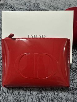 Christian Dior Red Lunar Patent Zipper Pouch